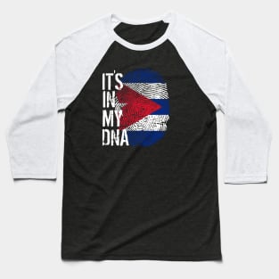 Cuba Flag Fingerprint My Story DNA Cuban Baseball T-Shirt